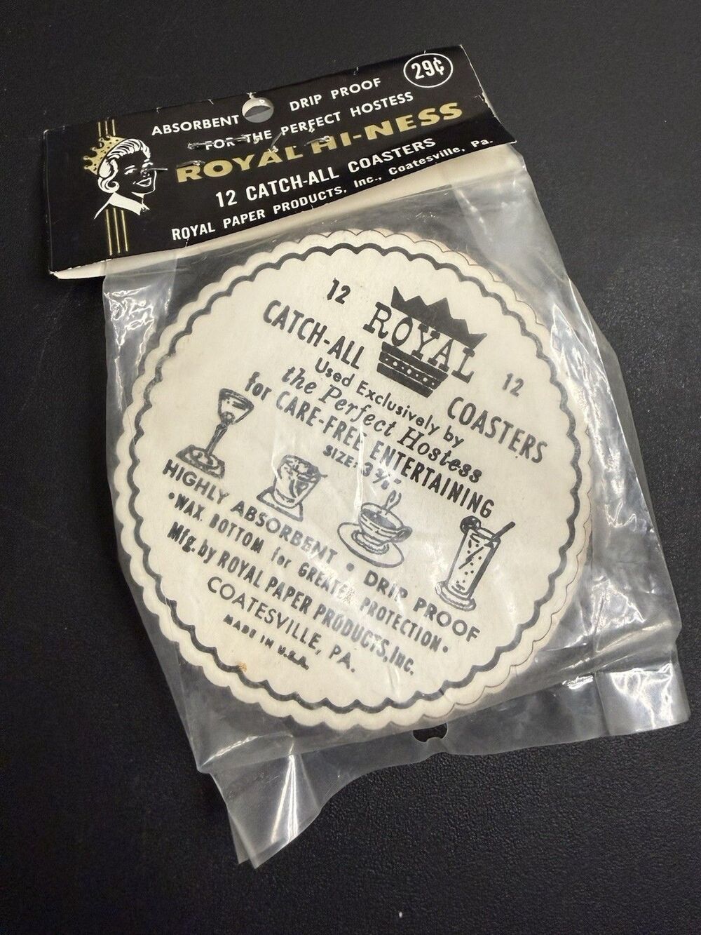Vintage Paper Coasters Graphic Design Royal Catch-All Absorbent Lot of 12 NIP